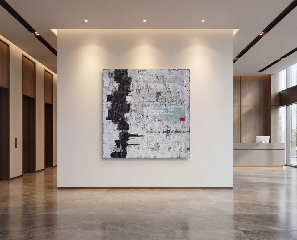 オフィスに飾られた抽象画作品